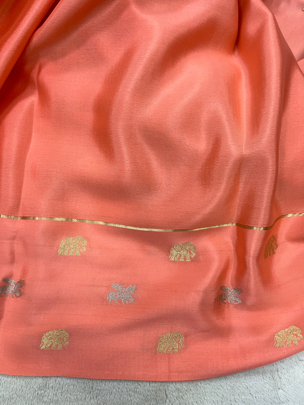 Pure crepe Mysore silk- Kad/Cow/Bor(15230701)