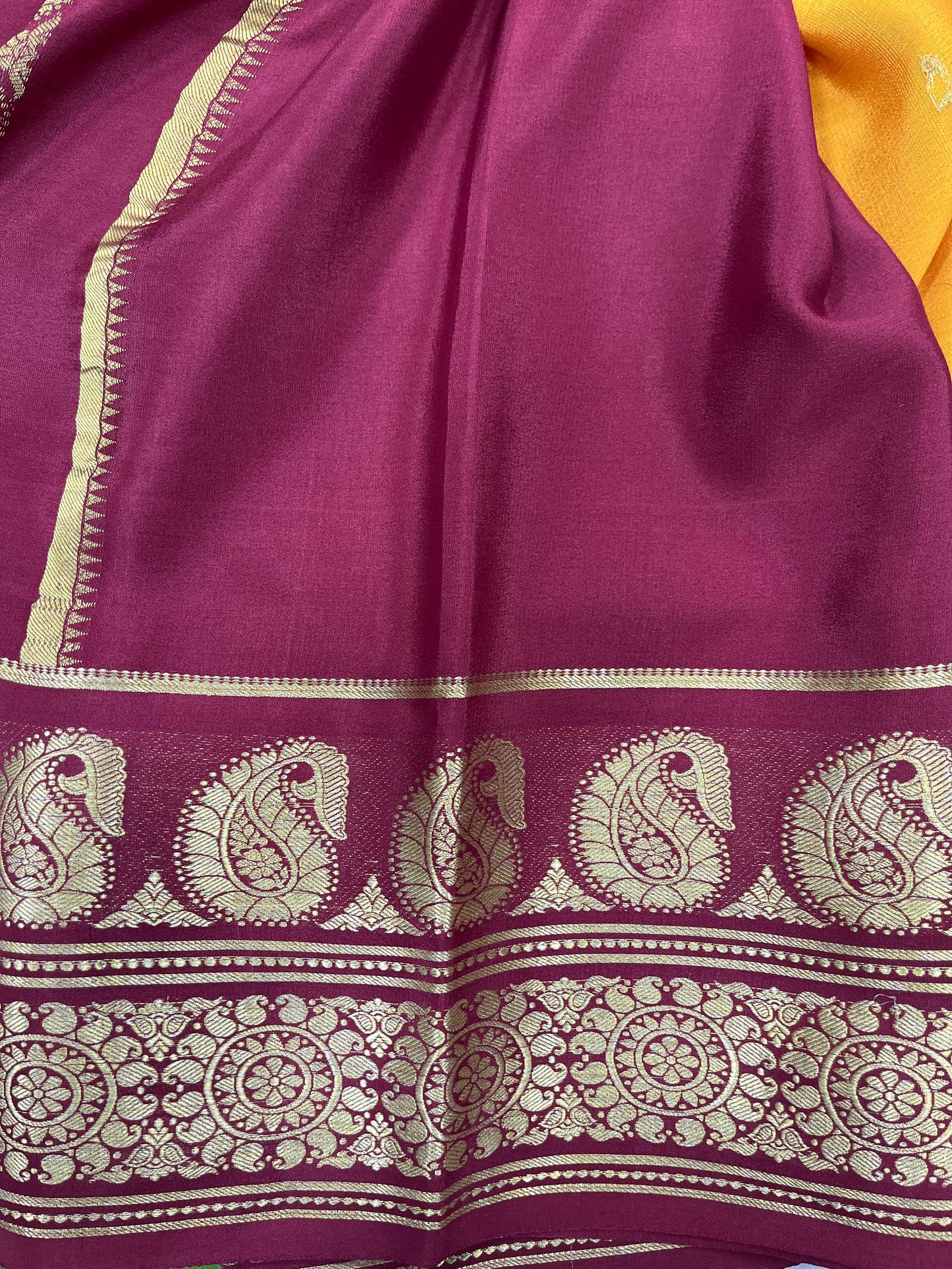 Pure crepe Mysore silk KSIC Mango(1100606)