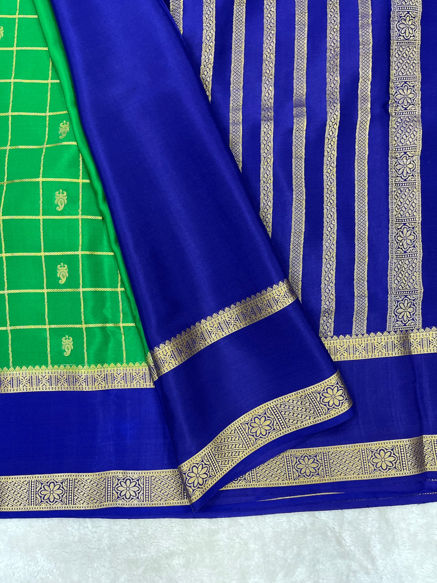 Pure Crepe Mysore Silk Bentex checks butta - 2637796