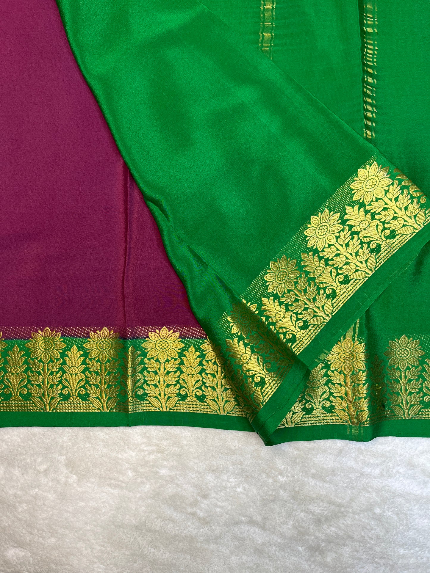 Pure Crepe Mysore Silk Saree-120 GSM(15112606)
