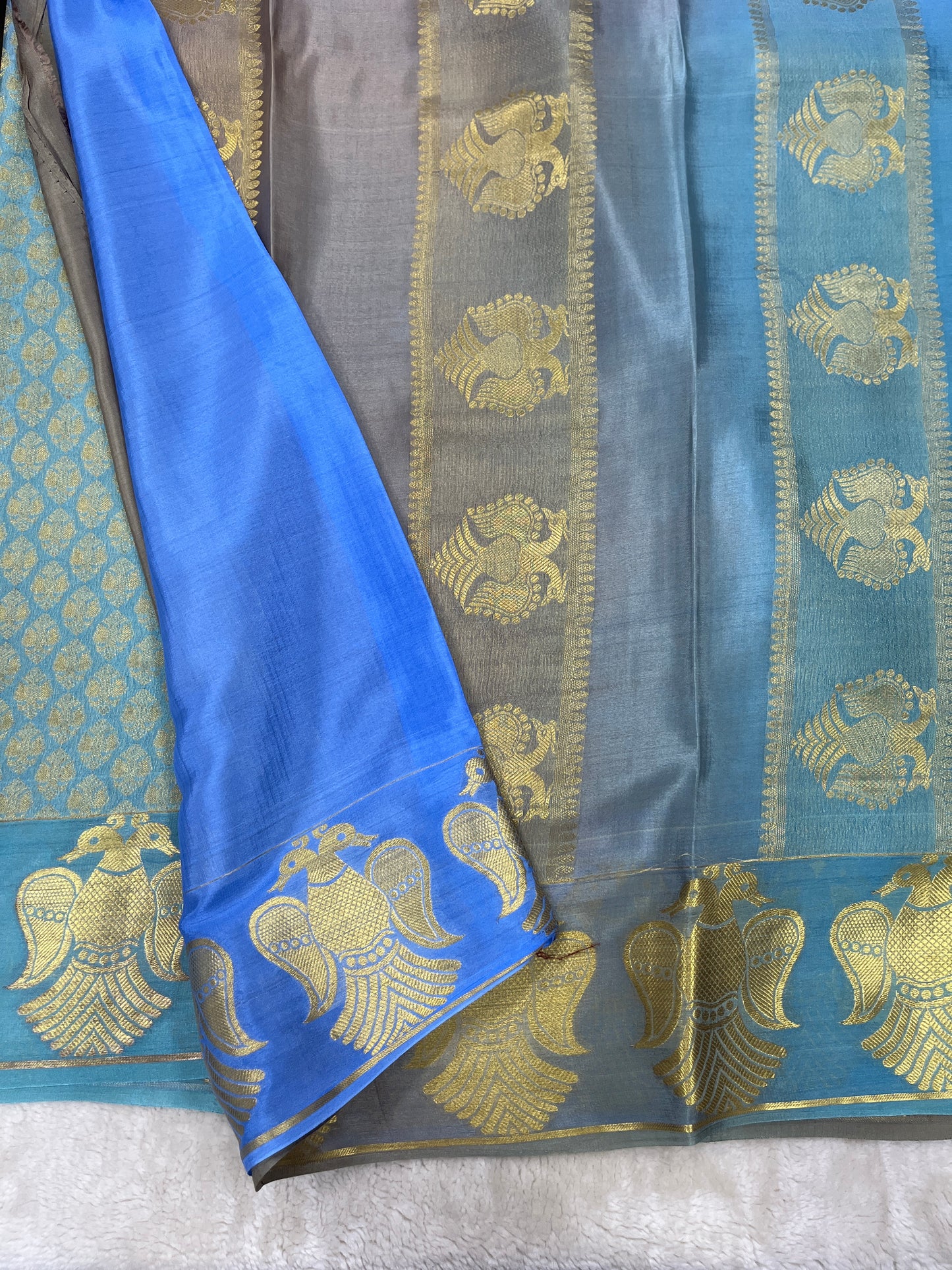 Pure Crepe Mysore Silk garuda border - 1549113
