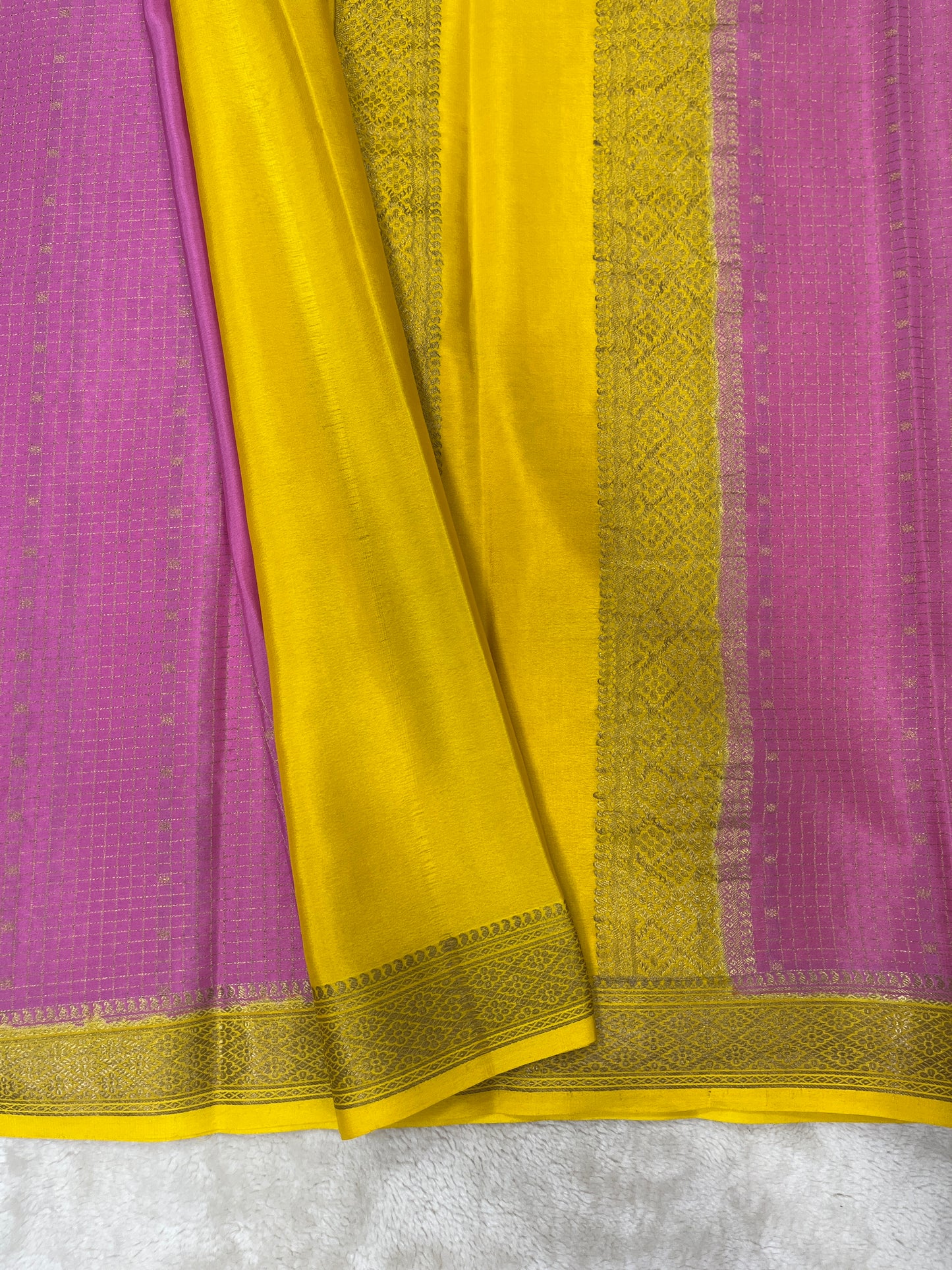 Pure Crepe Mysore Silk mungi checks butta - 1145303