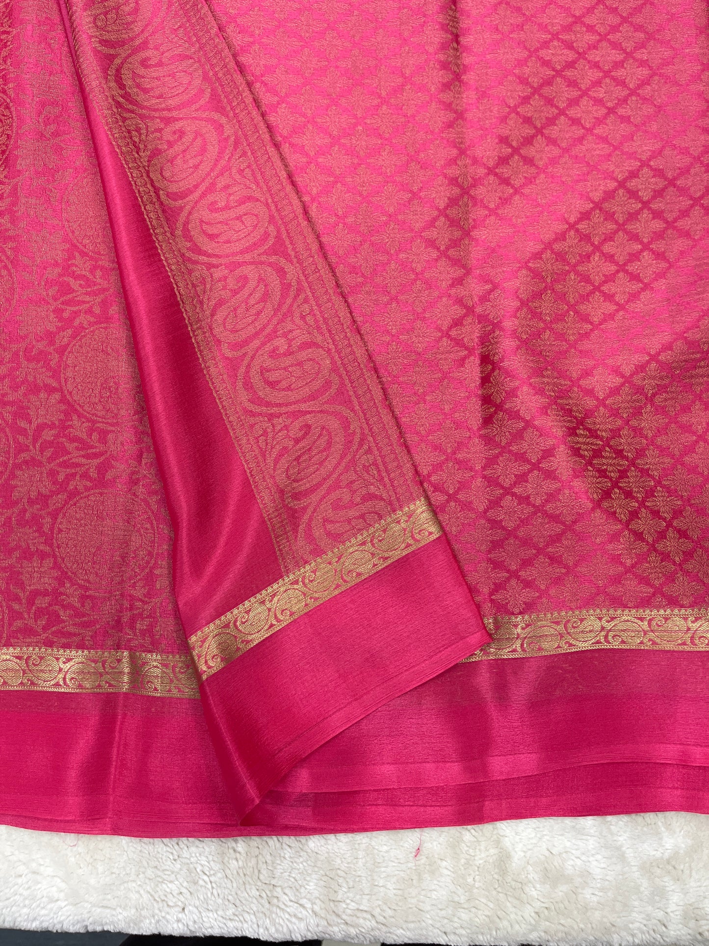 Pure Crepe Mysore Silk crush brocade - 1145309