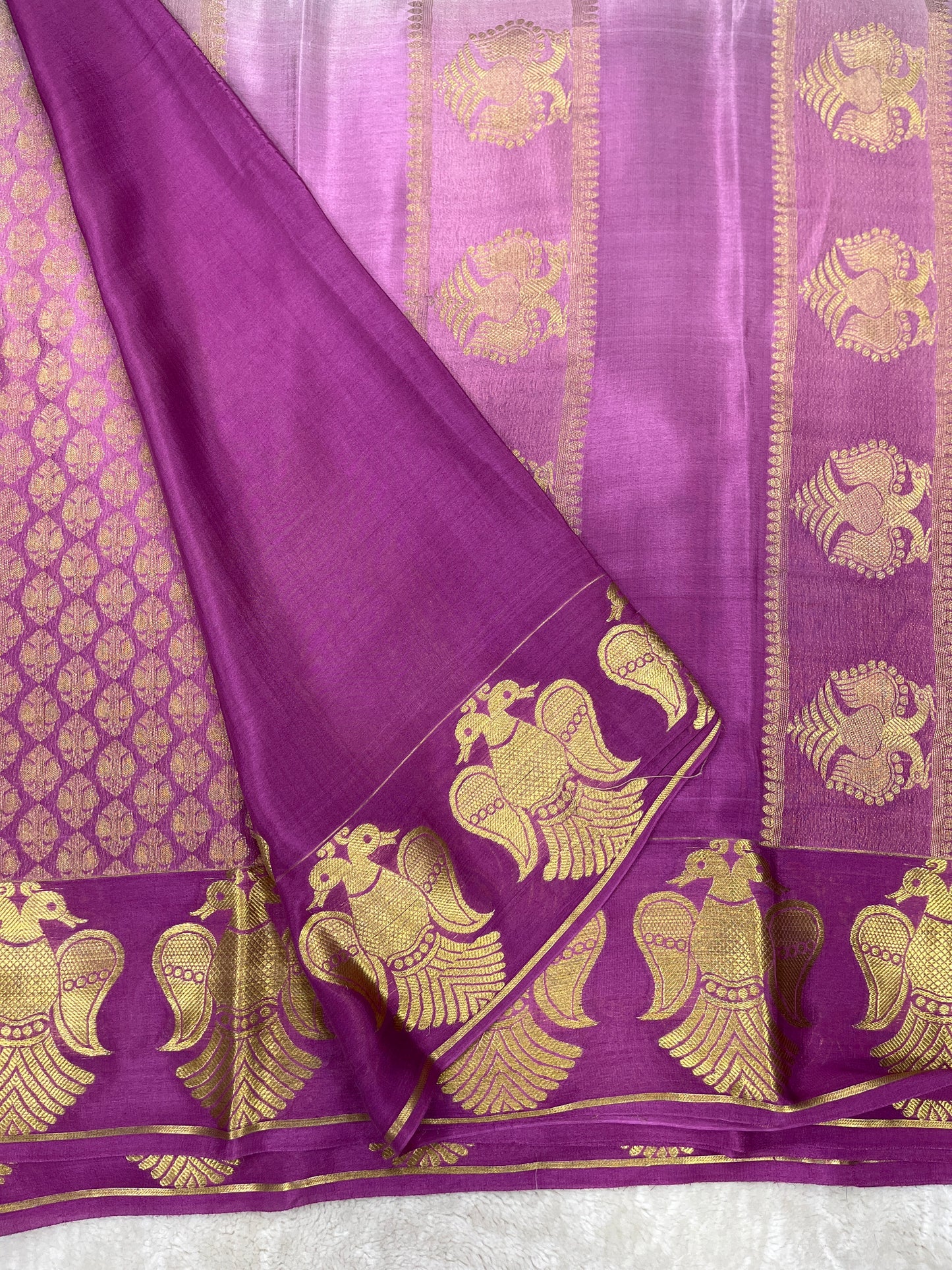 Pure Crepe Mysore Silk garuda border - 1549113