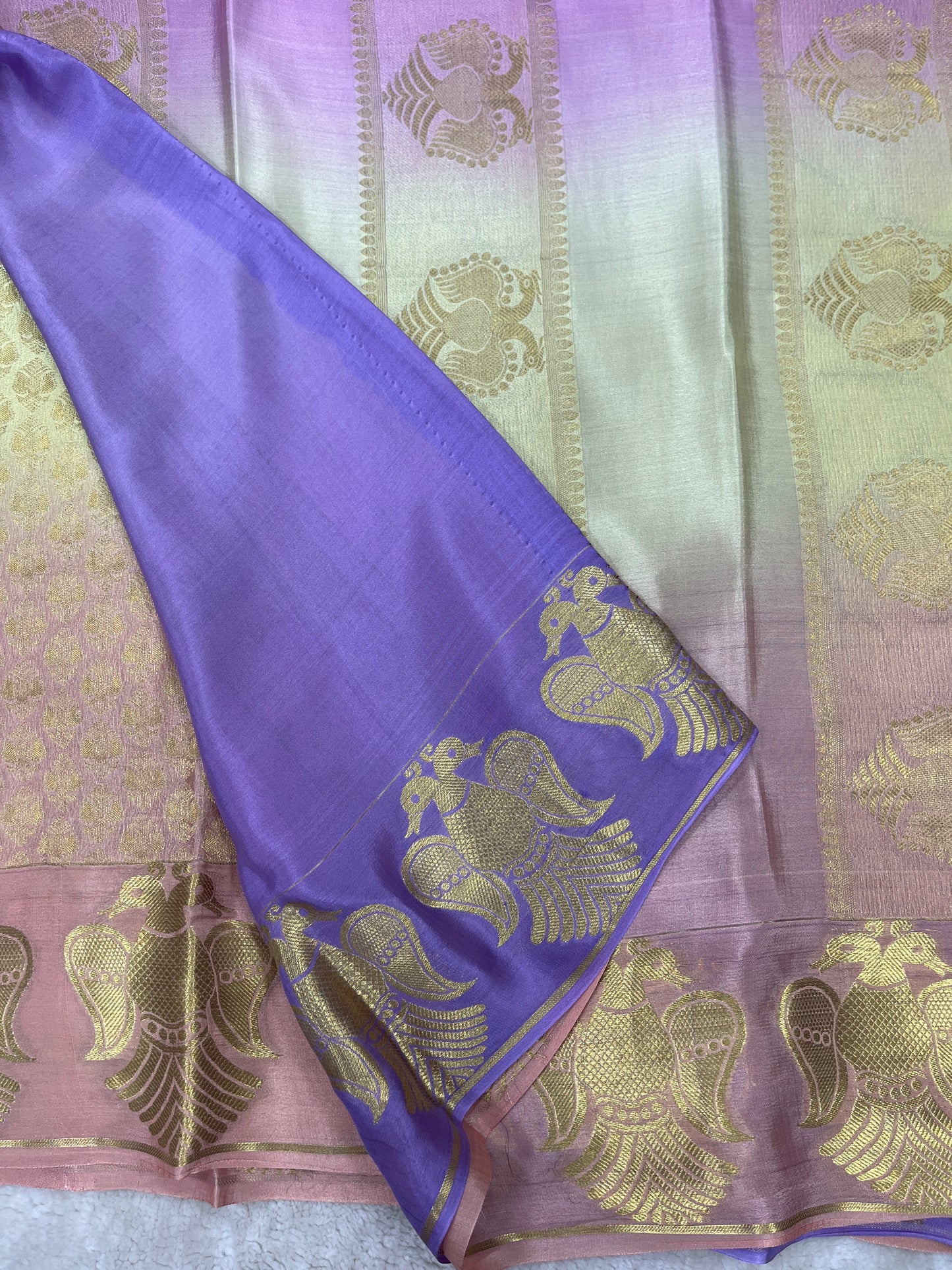 Pure Crepe Mysore Silk garuda border - 1549113