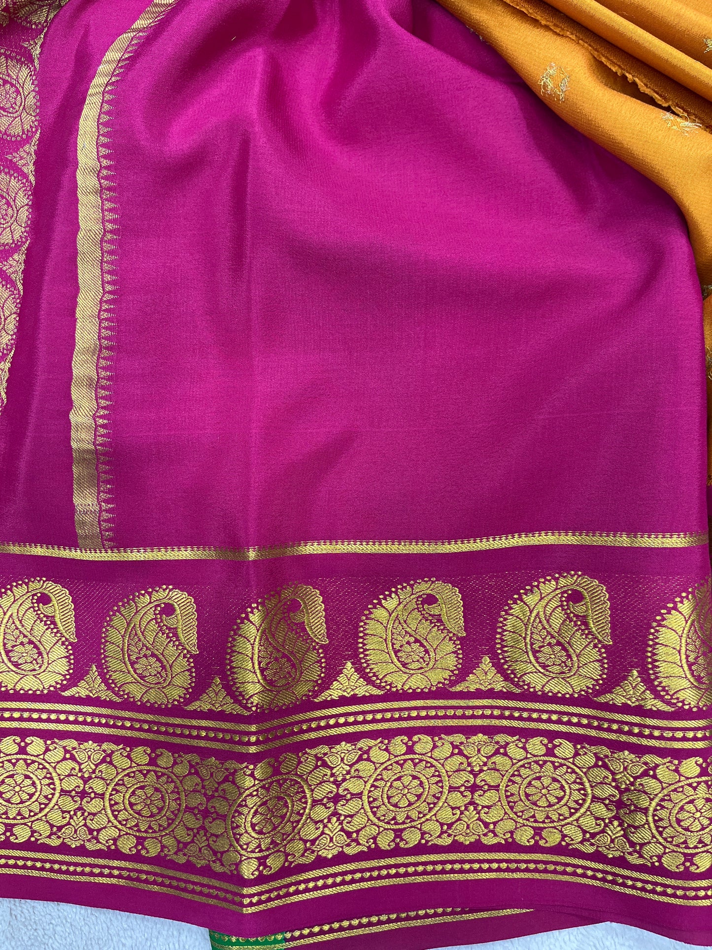 Pure crepe Mysore silk KSIC Mango(1104901)