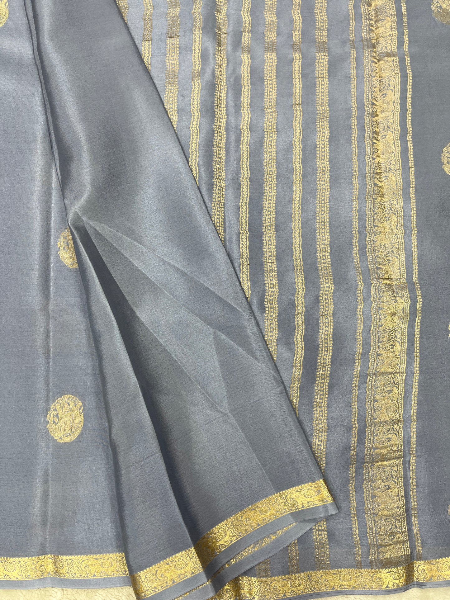 Pure Crepe Mysore Silk elephant buta- 1145307
