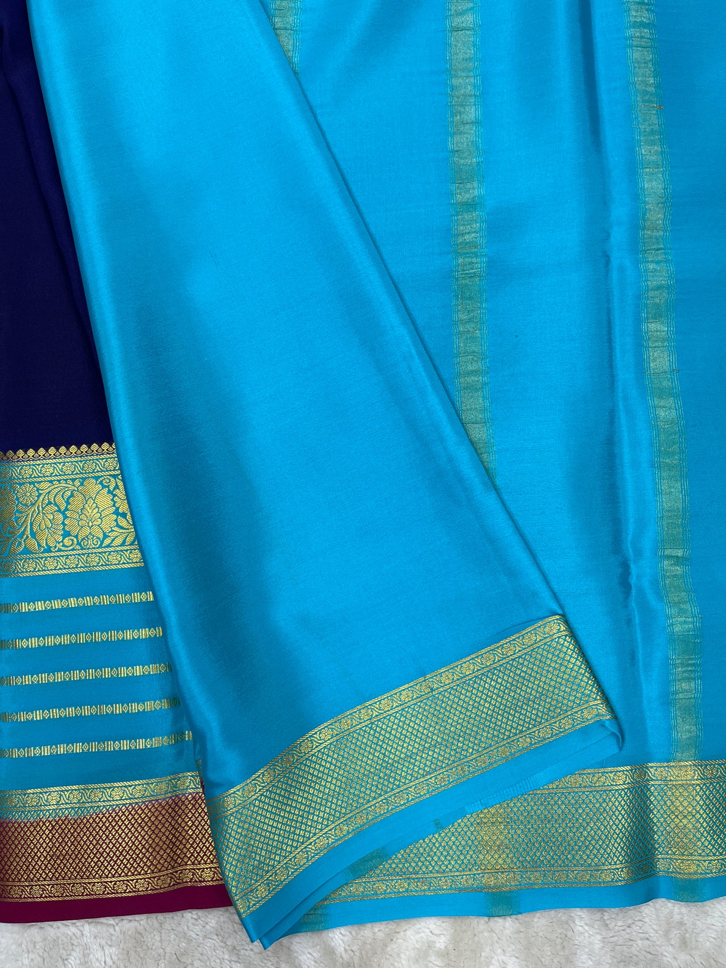 Pure Crepe Mysore Silk 3D contrast - 2637794