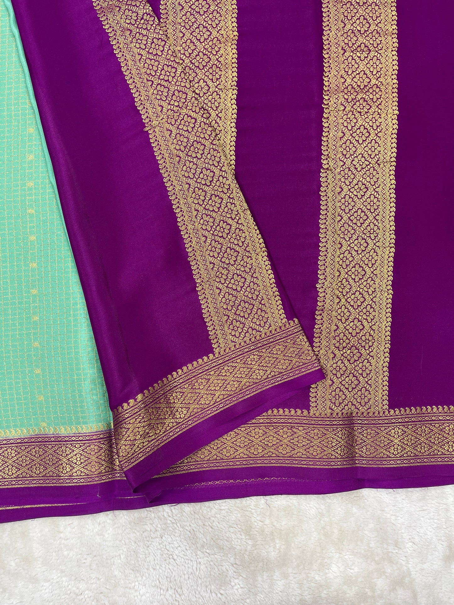 Pure Crepe Mysore Silk mungi checks butta - 1145303