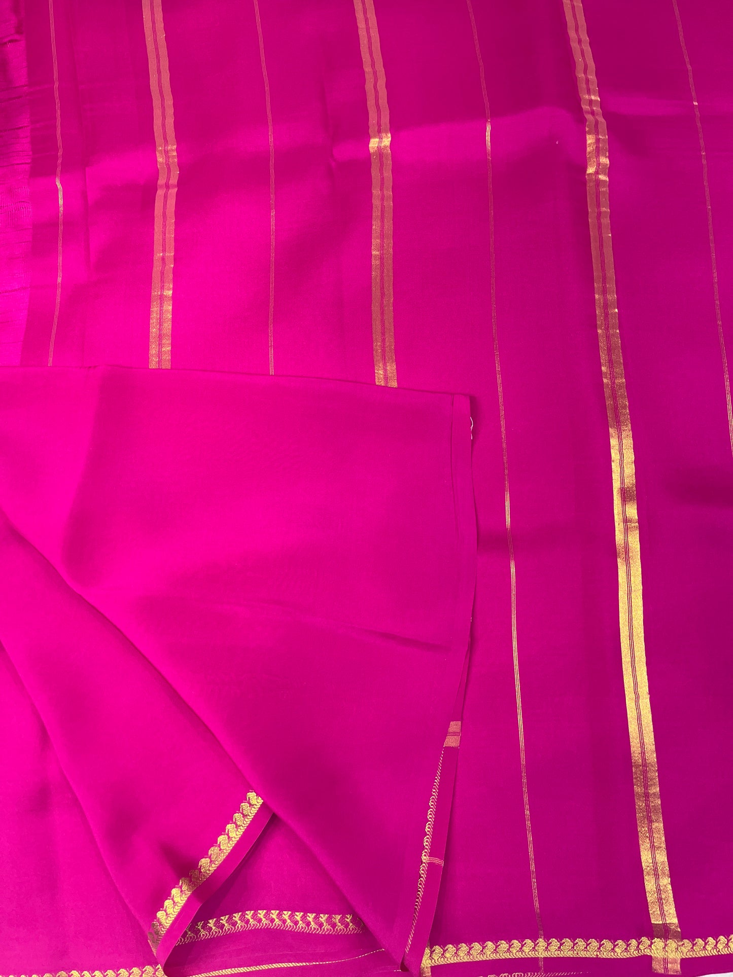 Pure Zari Mysore Silk Saree Paisely Border In Pink With Self Color Blouse