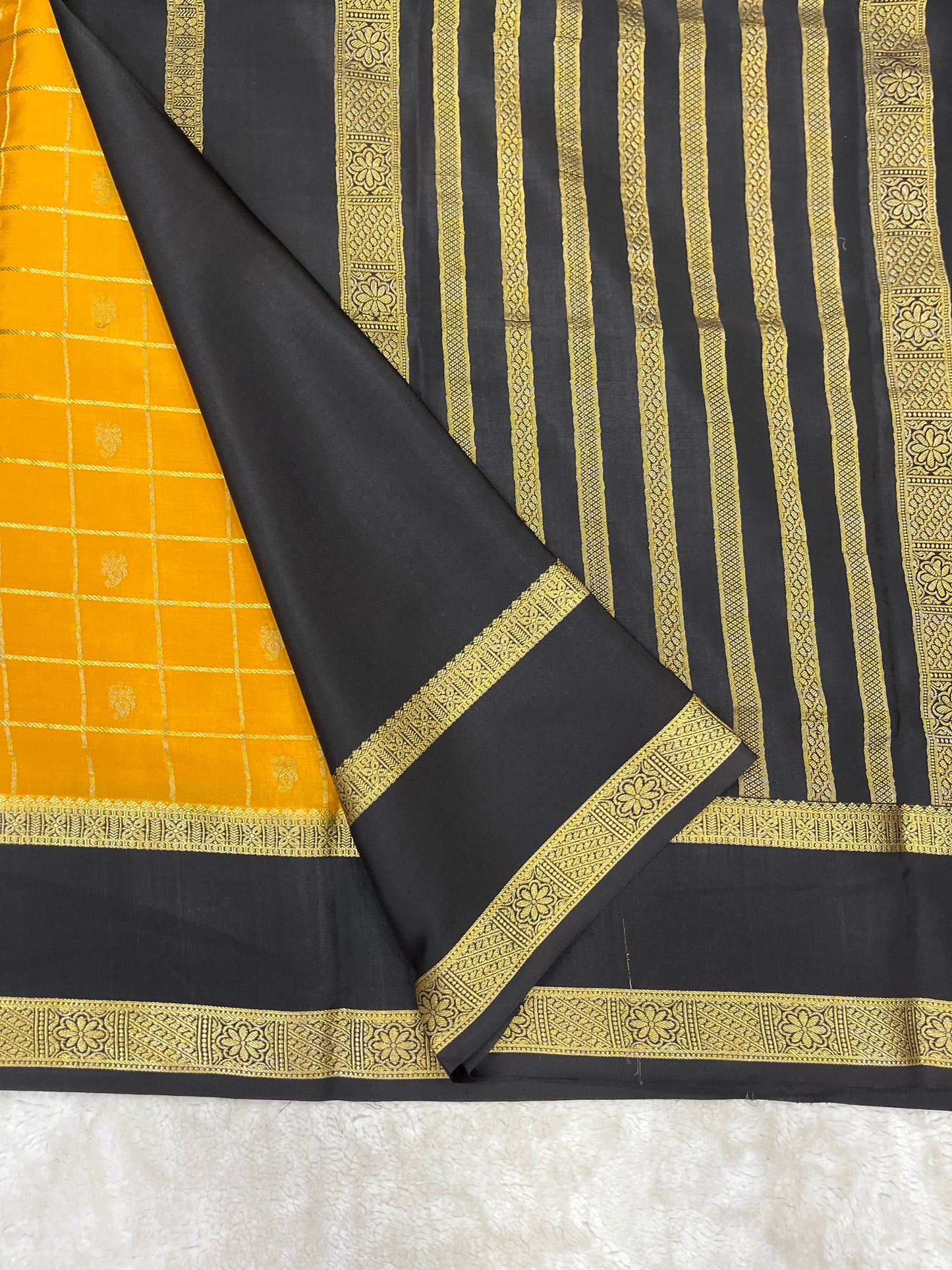 Pure Crepe Mysore Silk Bentex checks butta - 2637796