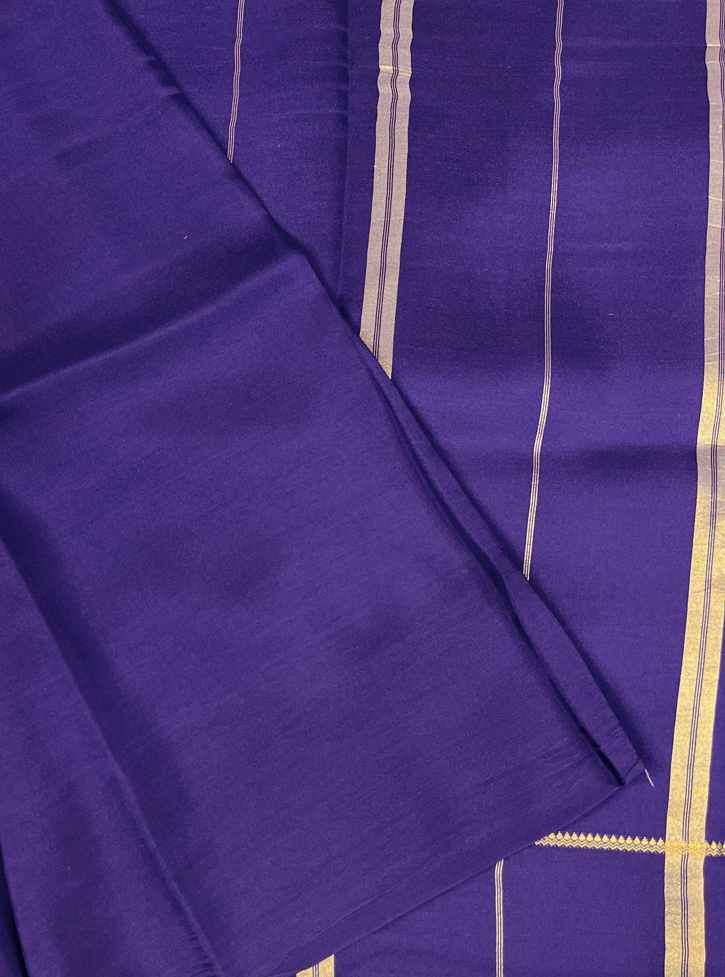 Pure Zari Mysore Silk Saree Bentex Border In Lavender With Purple Contrast Color