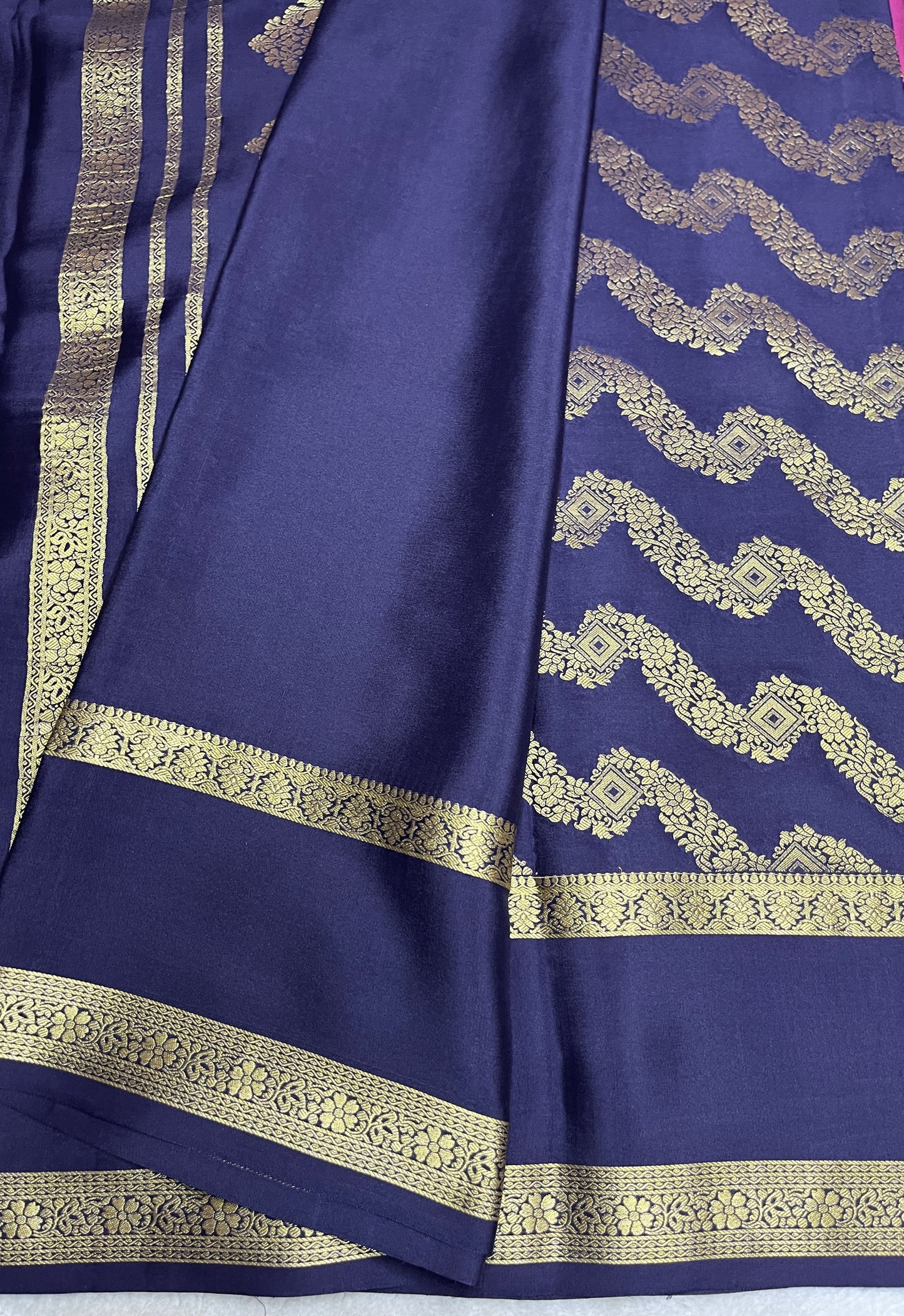 Pure crepe Mysore silk -Patli Pallu - (26381136)
