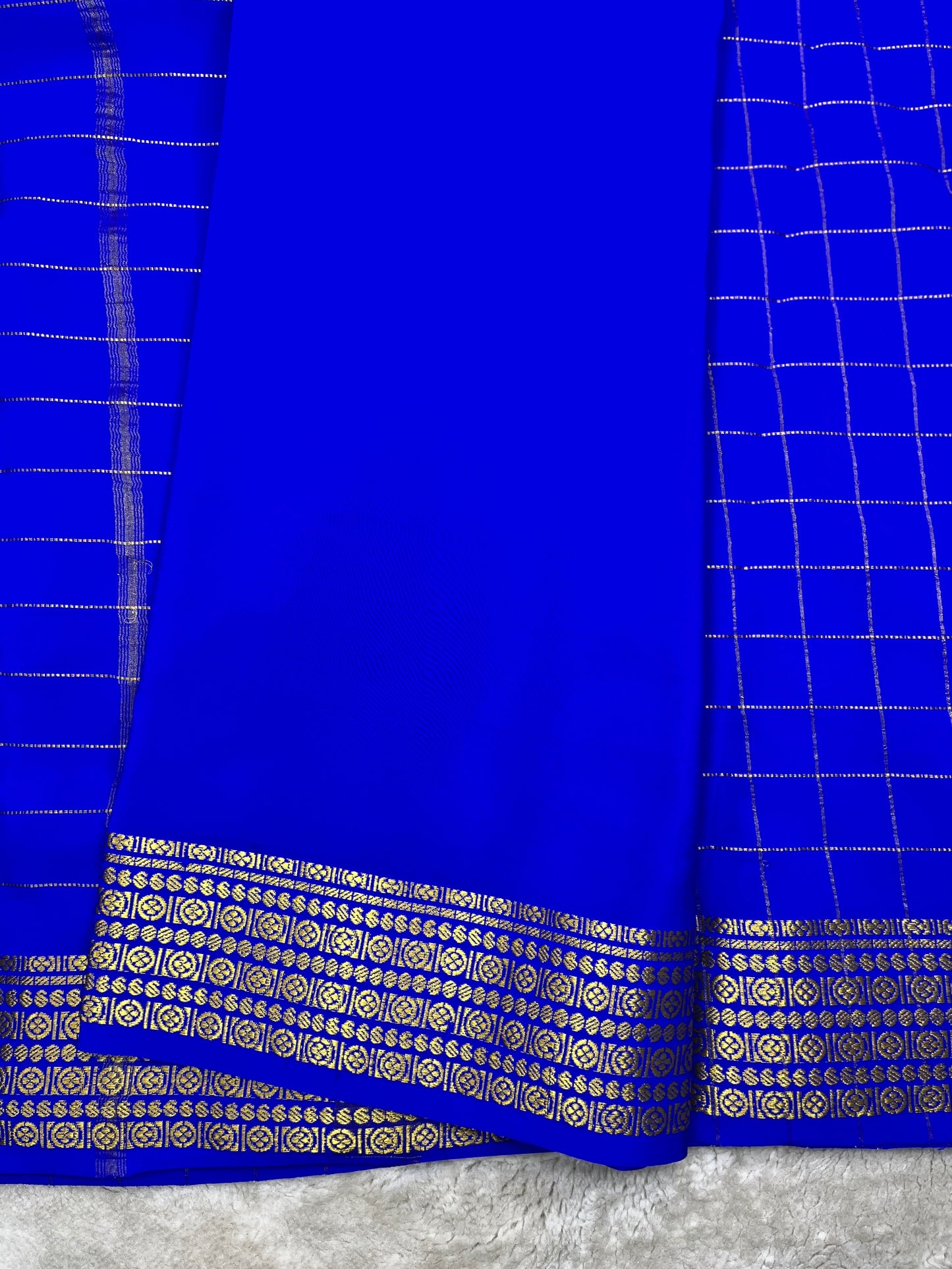 Pure Mysore silk checks rudrakshi-(1438399)