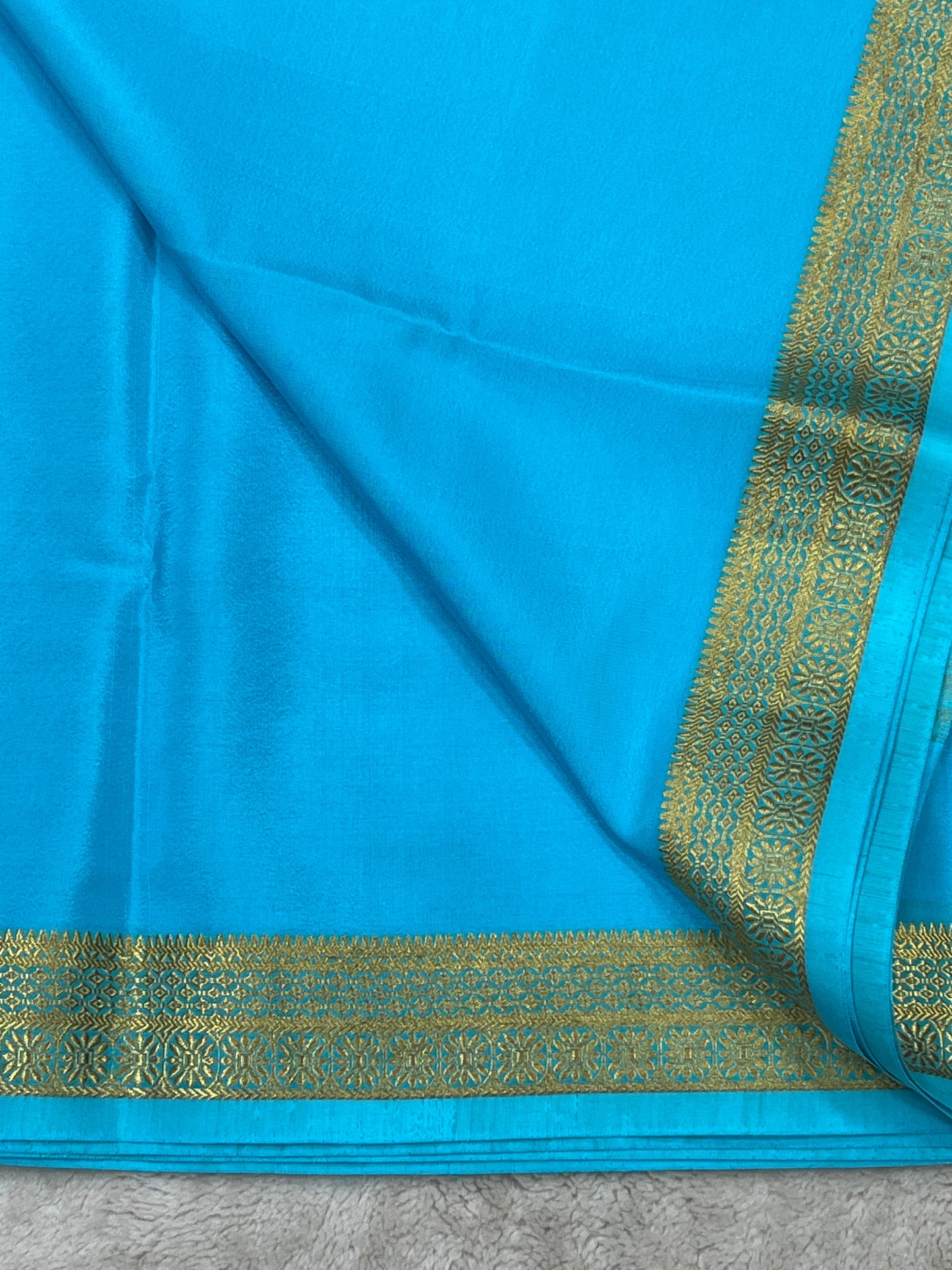 Pure mysore silk saree in Plain Self Sky Blue Colour-16271502