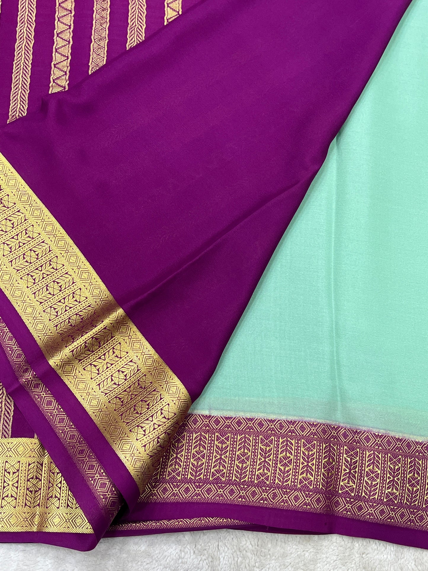 Pure mysore silk saree -Plain Contrast-16271501