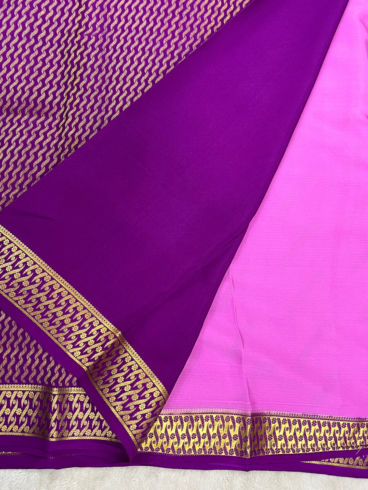 pure crepe mysore silk saree butta contrast - 16271504