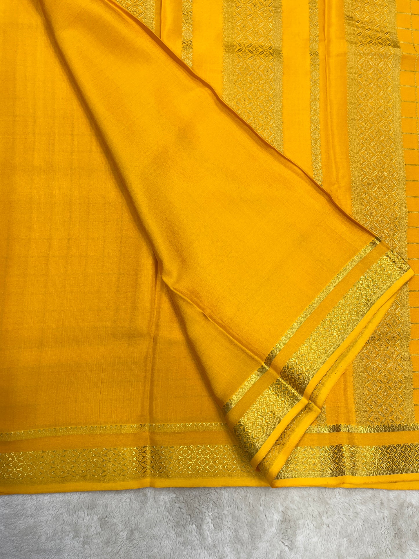pure crepe mysore silk check cont In Yellow 16271507