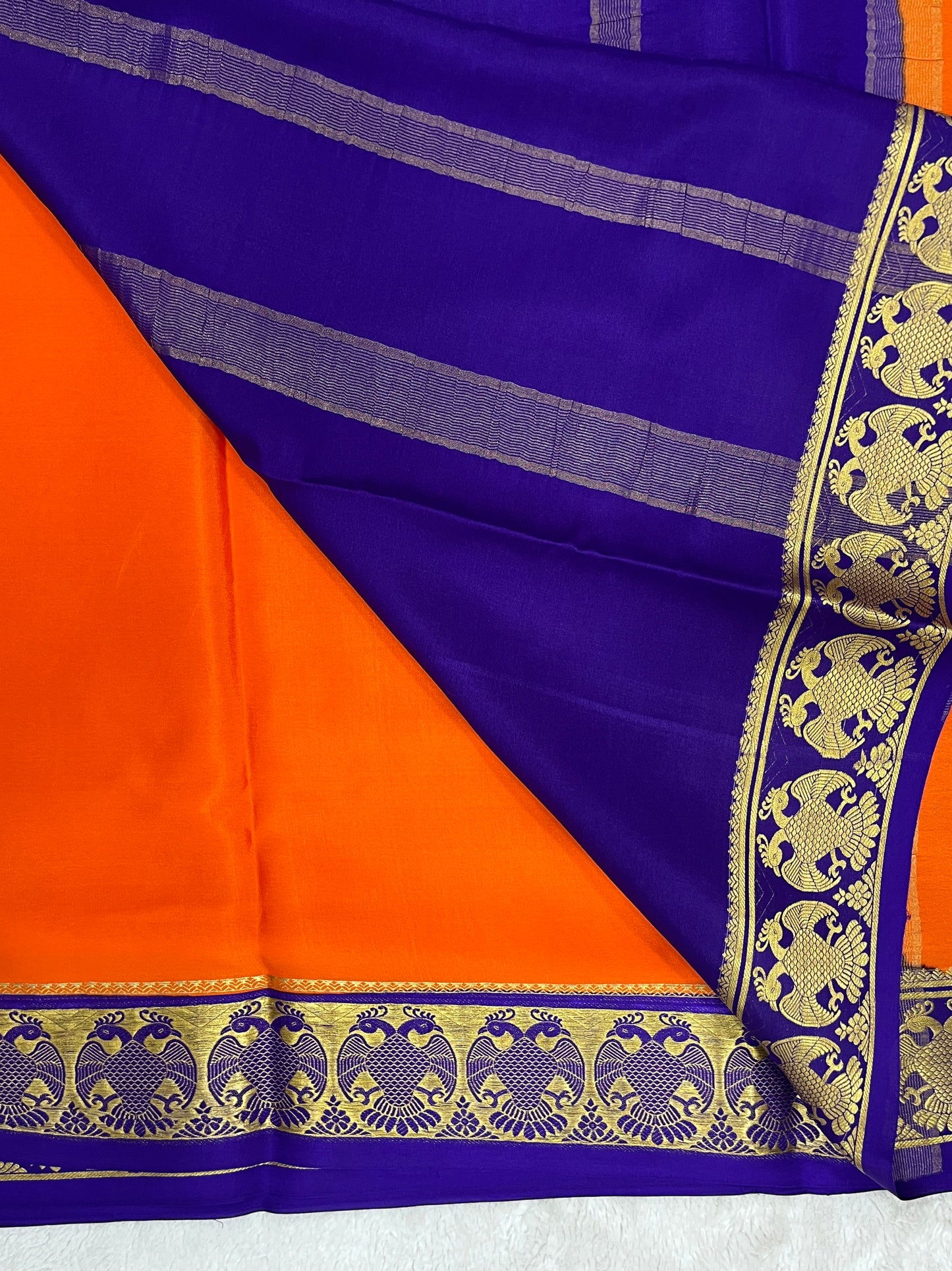 Pure Crepe Mysore Silk Saree in Gandaberunda pattern - 1146004