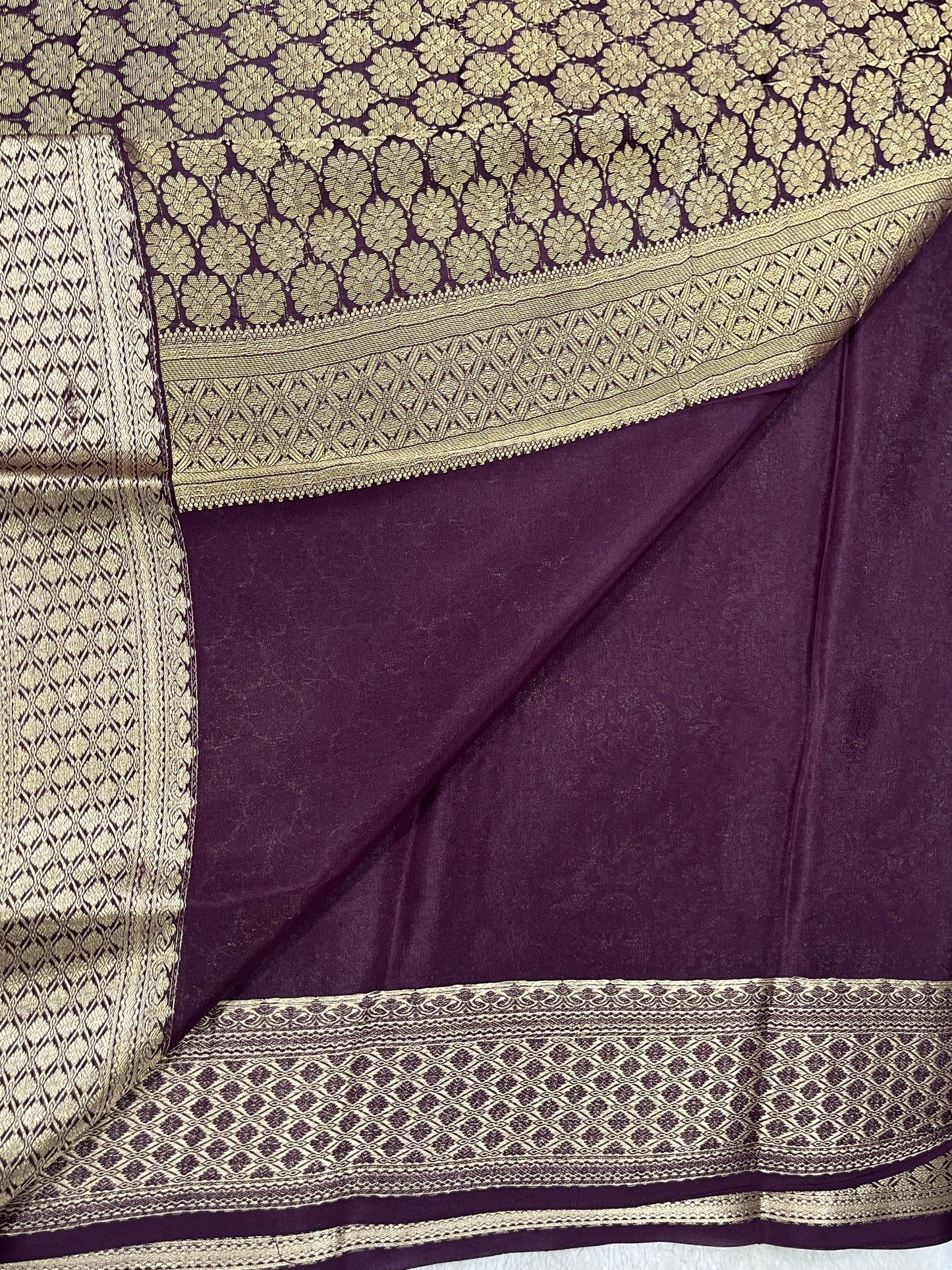 Pure Crepe Mysore Silk Saree in brocade pattern - 1145315