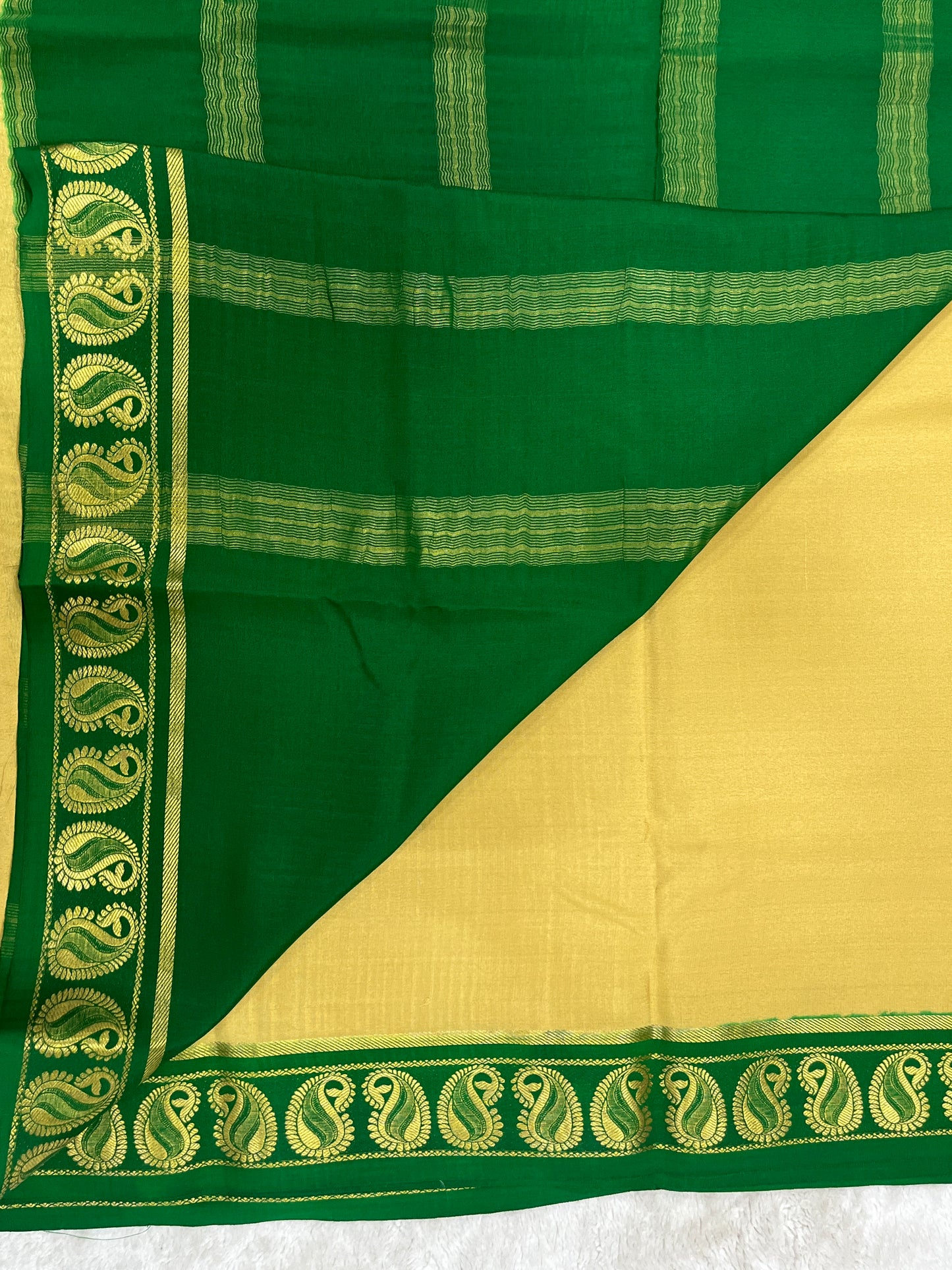 Pure Crepe Mysore Silk Saree in Mango Border - 1146001