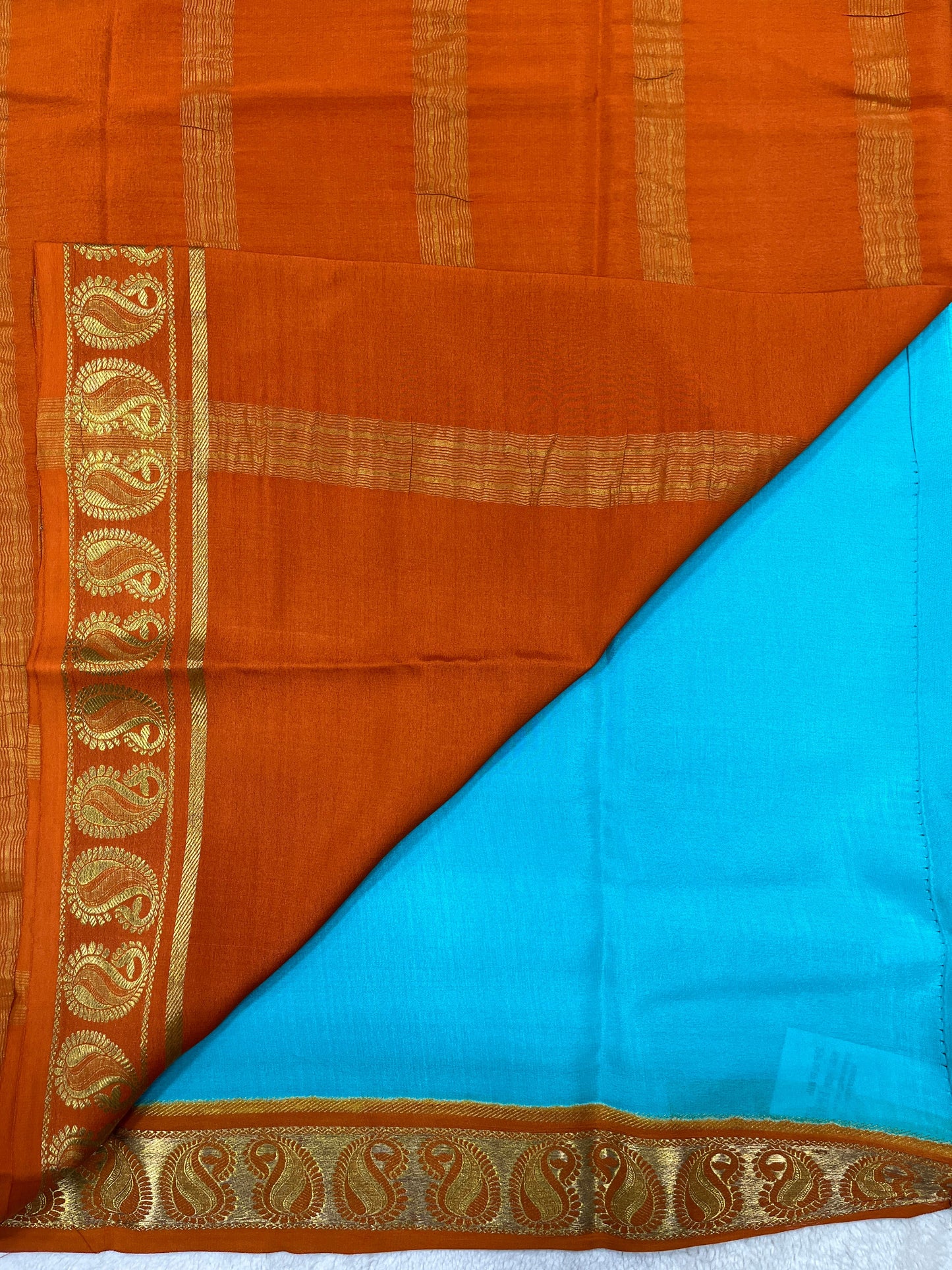 Pure Crepe Mysore Silk Saree in mango border - 1146001