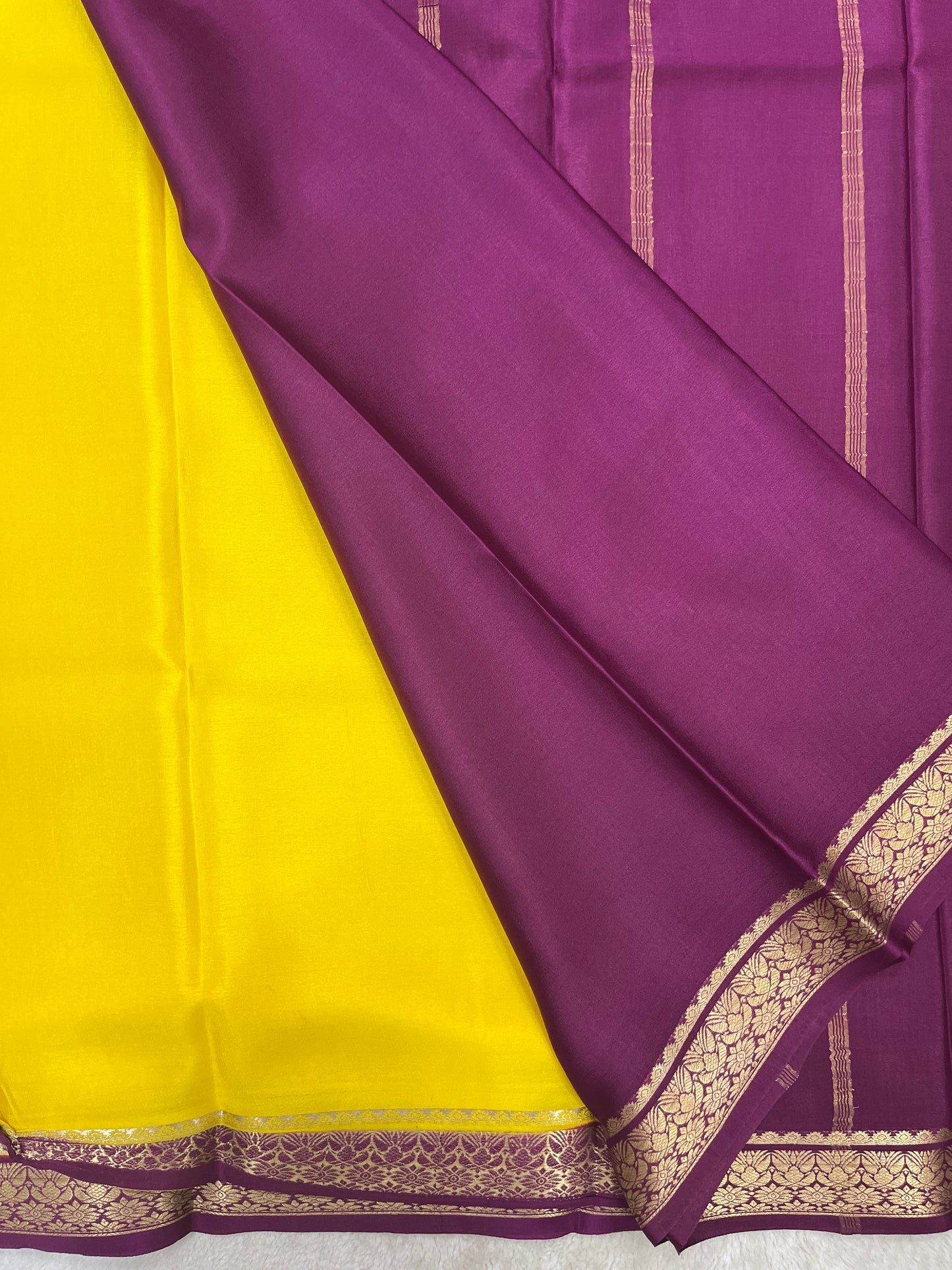 Pure Crepe Mysore Silk Saree in piping border - 1146006