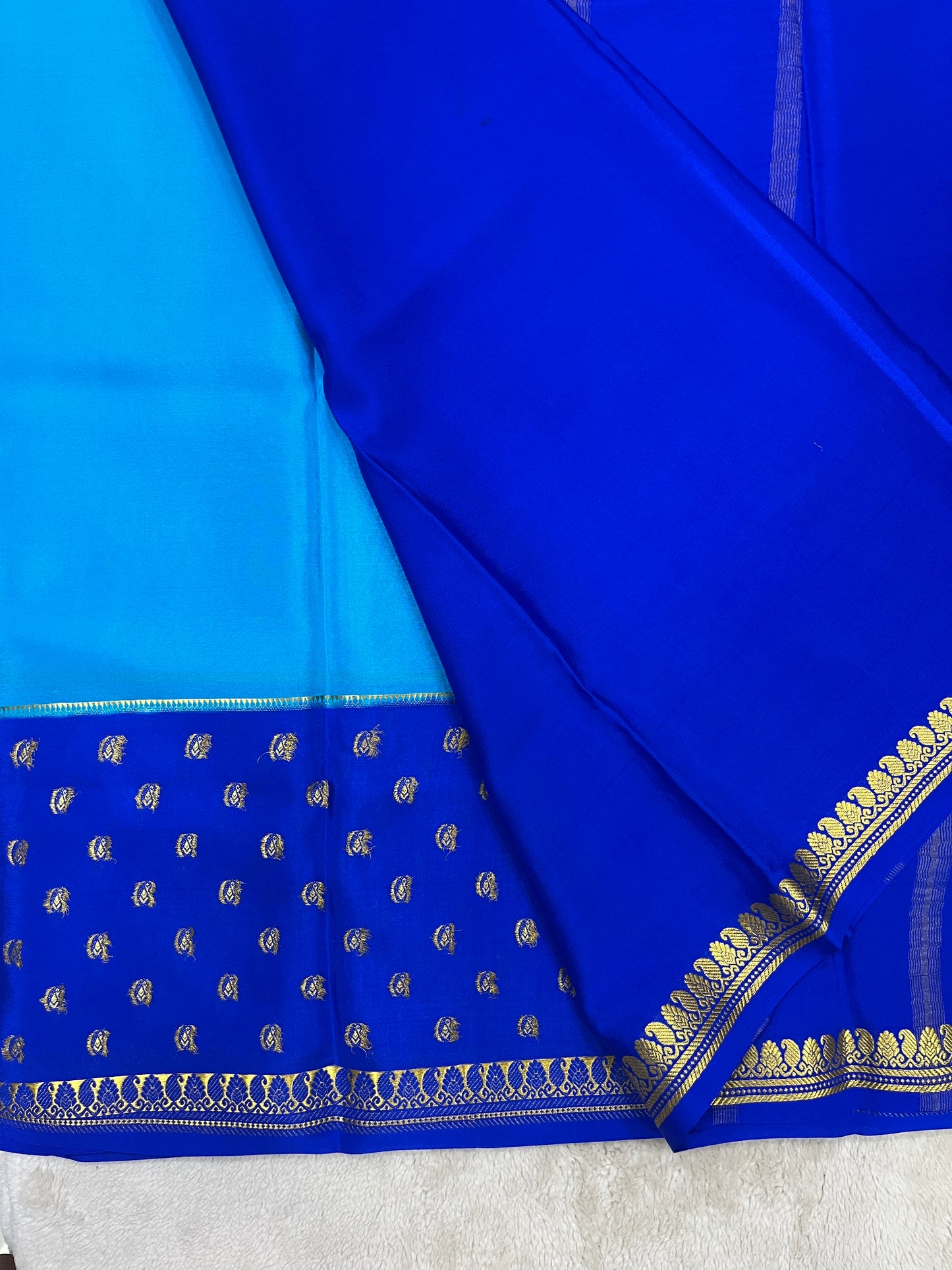 Pure Crepe Mysore Silk Saree in Butta contrast - 16271504