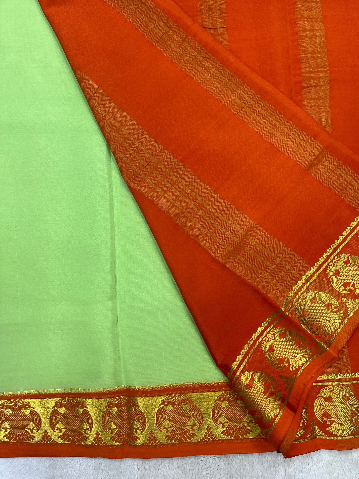 Pure Crepe Mysore Silk Saree in Mango border - 1146003