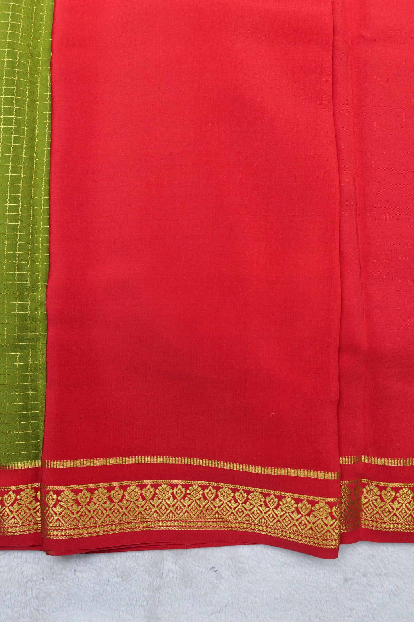 pure mysore silk sarees-Checks Flower Border(1461016)