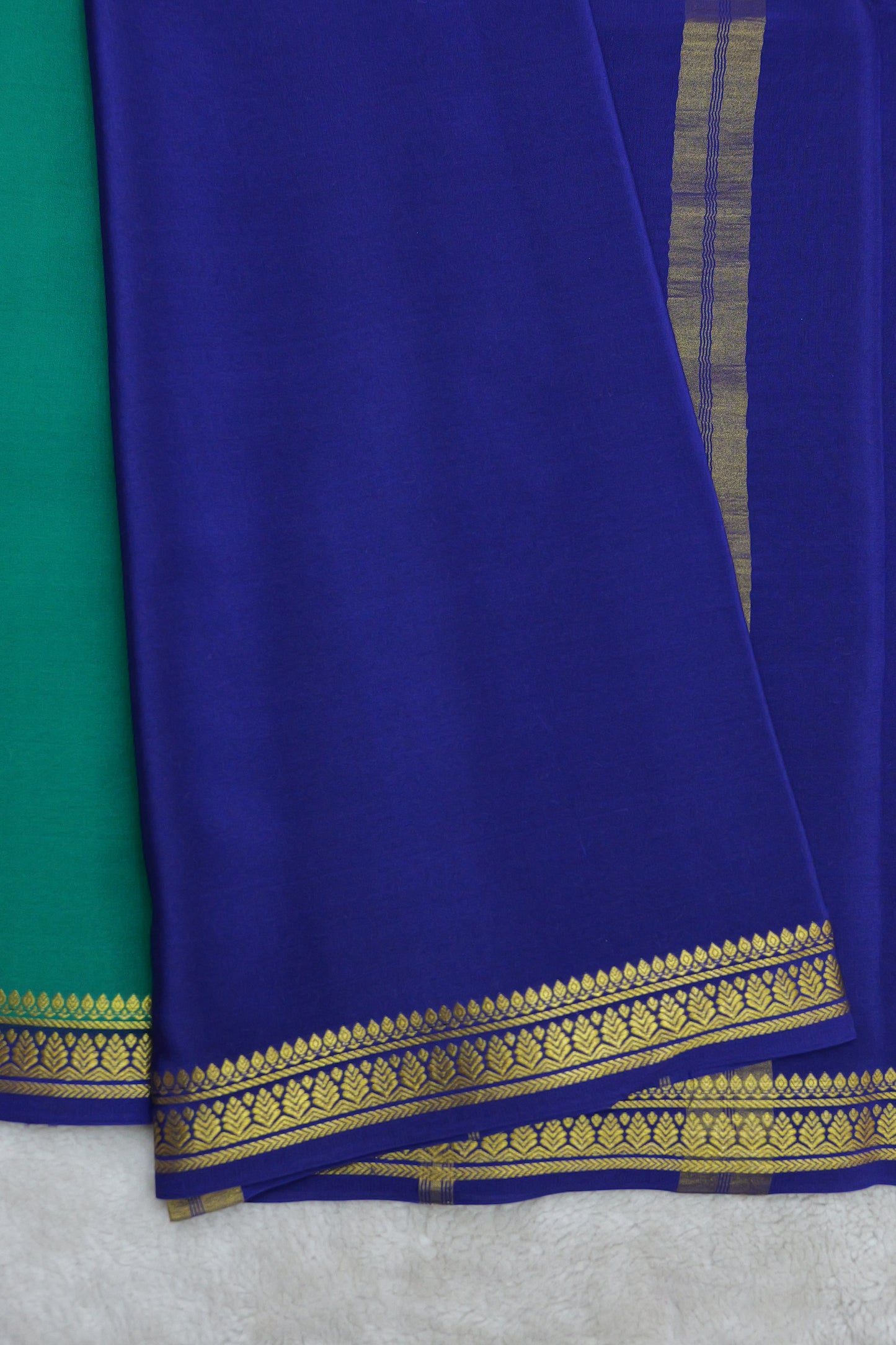 PURE MYSORE SILK SAREES leaf Border (1450705)