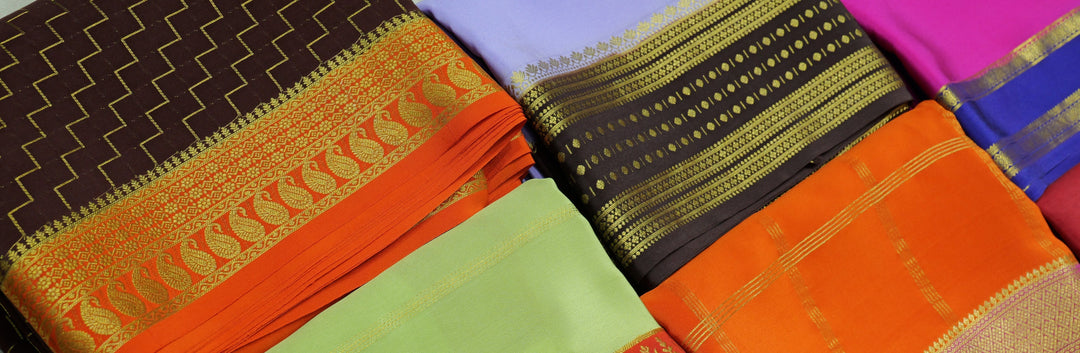 pure mysore silk sarees with gold zari borders