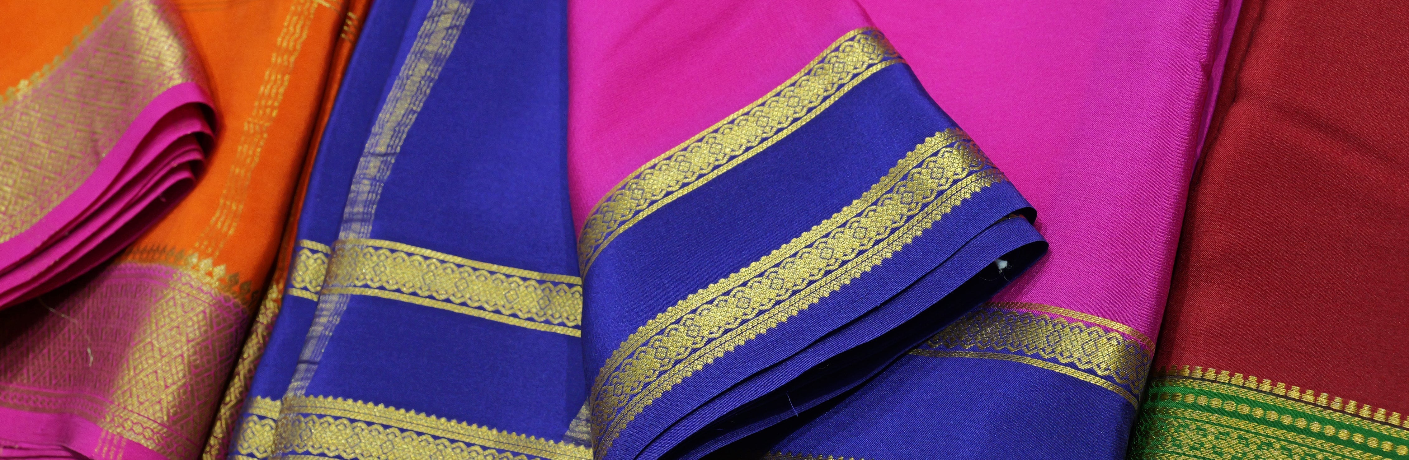 pure Mysore crepe silk sarees with gold borders