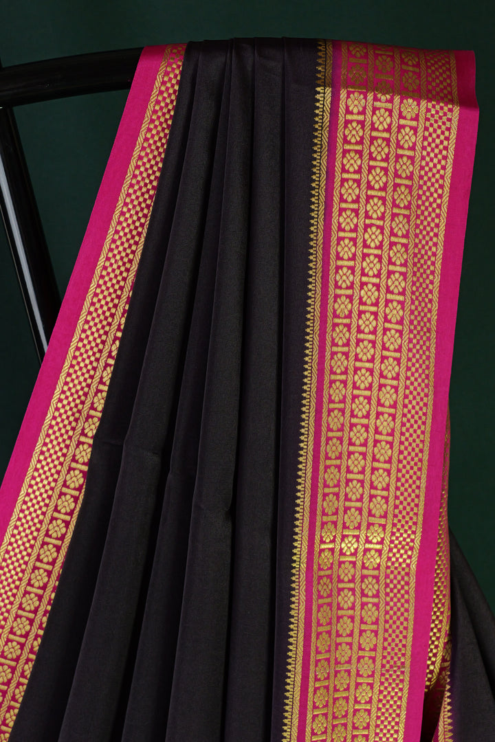 BLACK PURE MYSORE SILK SAREE | SILK MARK CERTIFIED