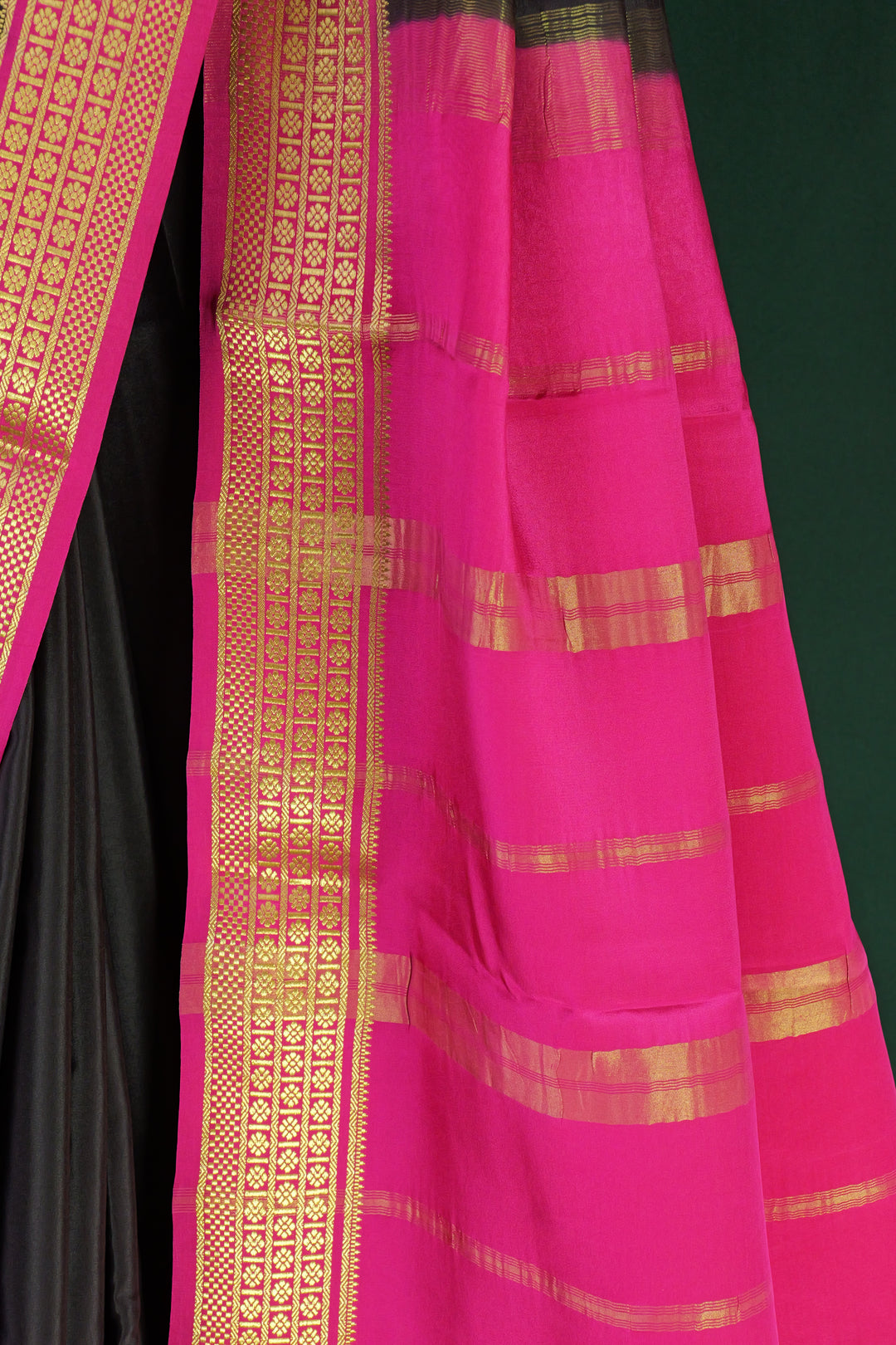 BLACK PURE MYSORE SILK SAREE | SILK MARK CERTIFIED