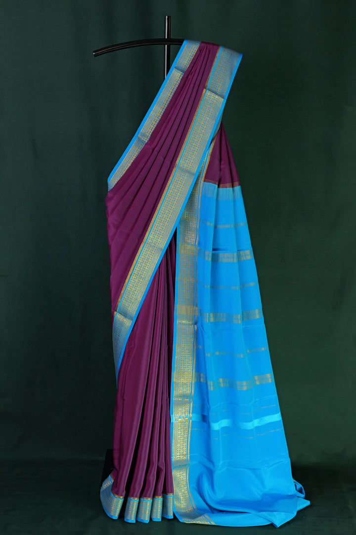 PLUM PURE MYSORE SILK SAREE | SILK MARK CERTIFIED