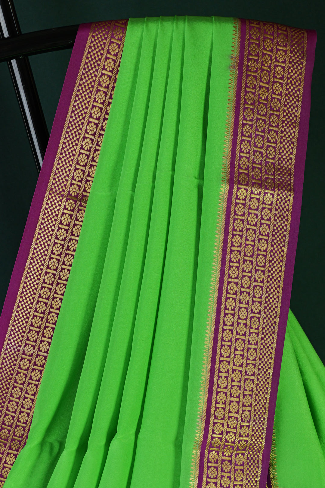 GREEN PURE MYSORE SILK SAREE | SILK MARK CERTIFICATE