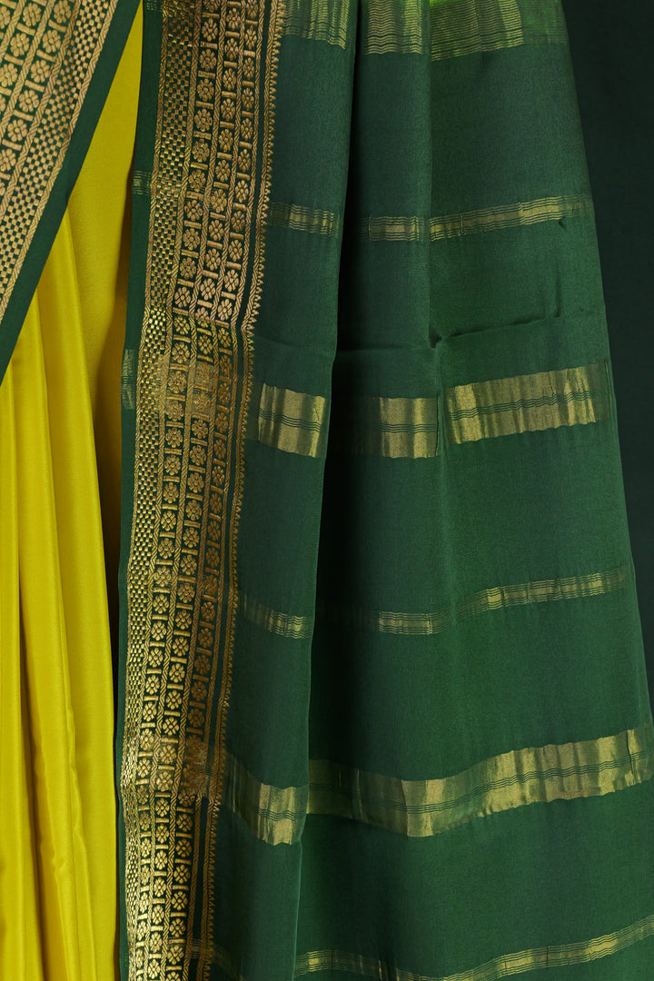 YELLOW PURE MYSORE SILK SAREE | SILK MARK CERTIFIED