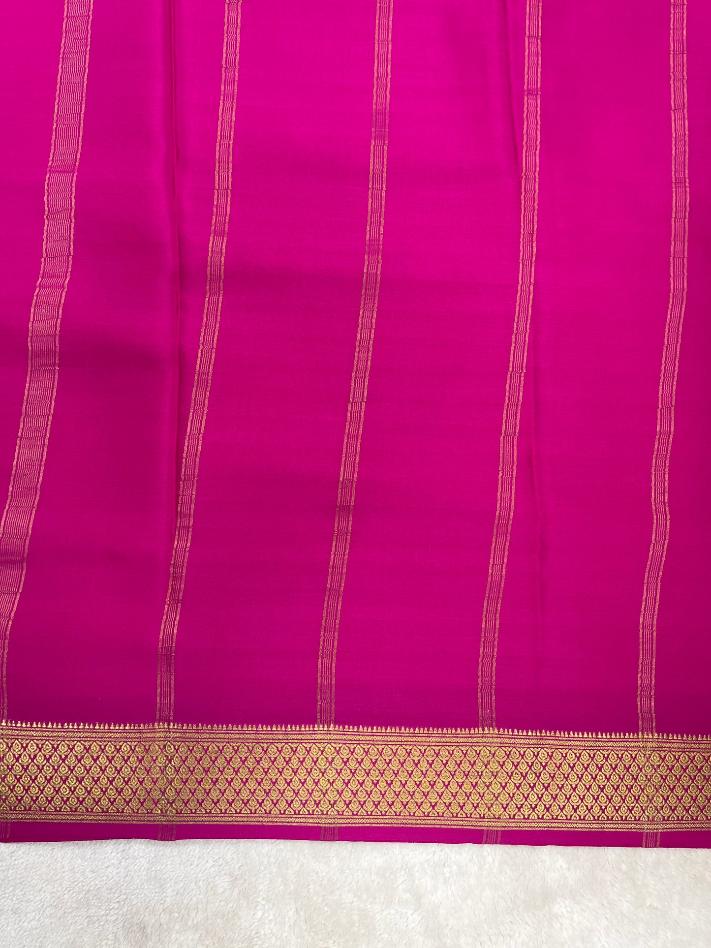 Pure crepe Mysore silk saree plain in Yellow with Pink contrast Blouse