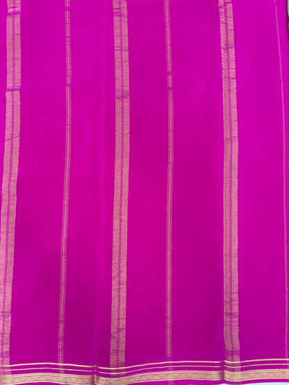 Two Line One Inch Border in Gold Lace Mysore silk saree In Self Pink Color