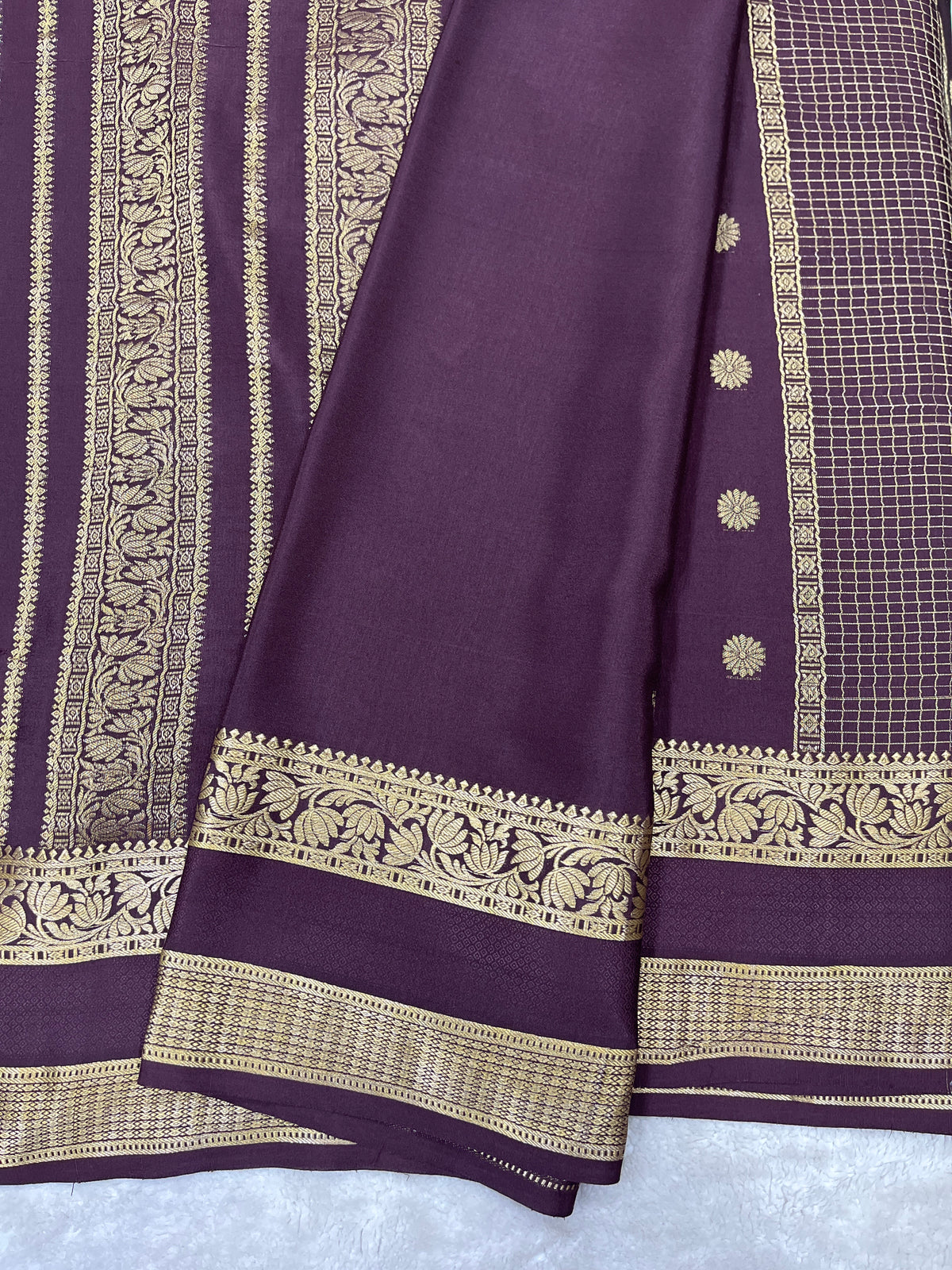 Pure crepe Mysore silk saree 12105001 (120gsm)