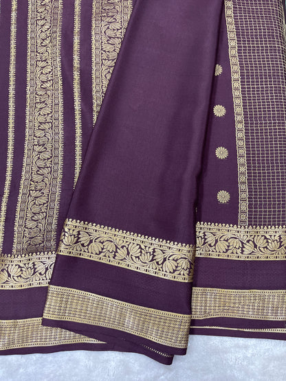 Pure crepe Mysore silk saree 12105001 (120gsm)