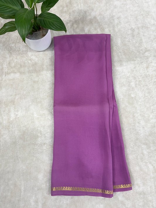 Pure Zari Mysore Silk Saree Paisely Border In Lavender With Self Color Blouse