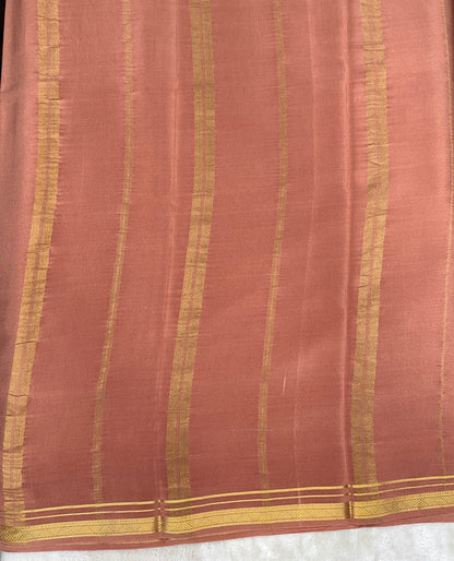 Two Line One Inch Border in Gold Lace Mysore silk saree In Self Beige Color