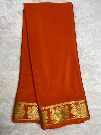 Pure crepe Mysore silk-Gatti border 1104002