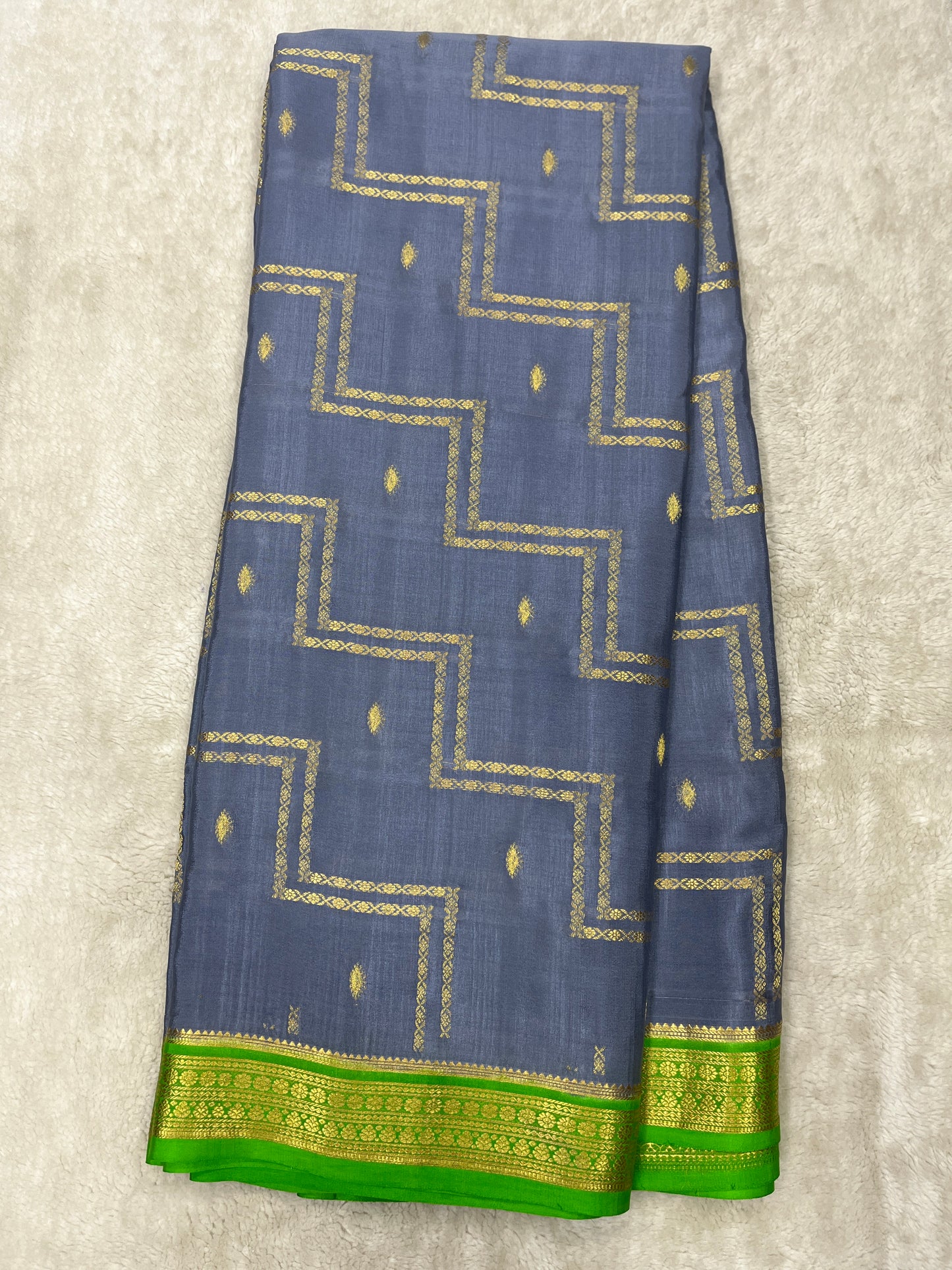 Pure Crepe Mysore Silk mix checks - 1145313