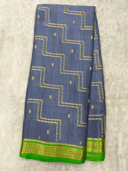 Pure Crepe Mysore Silk mix checks - 1145313