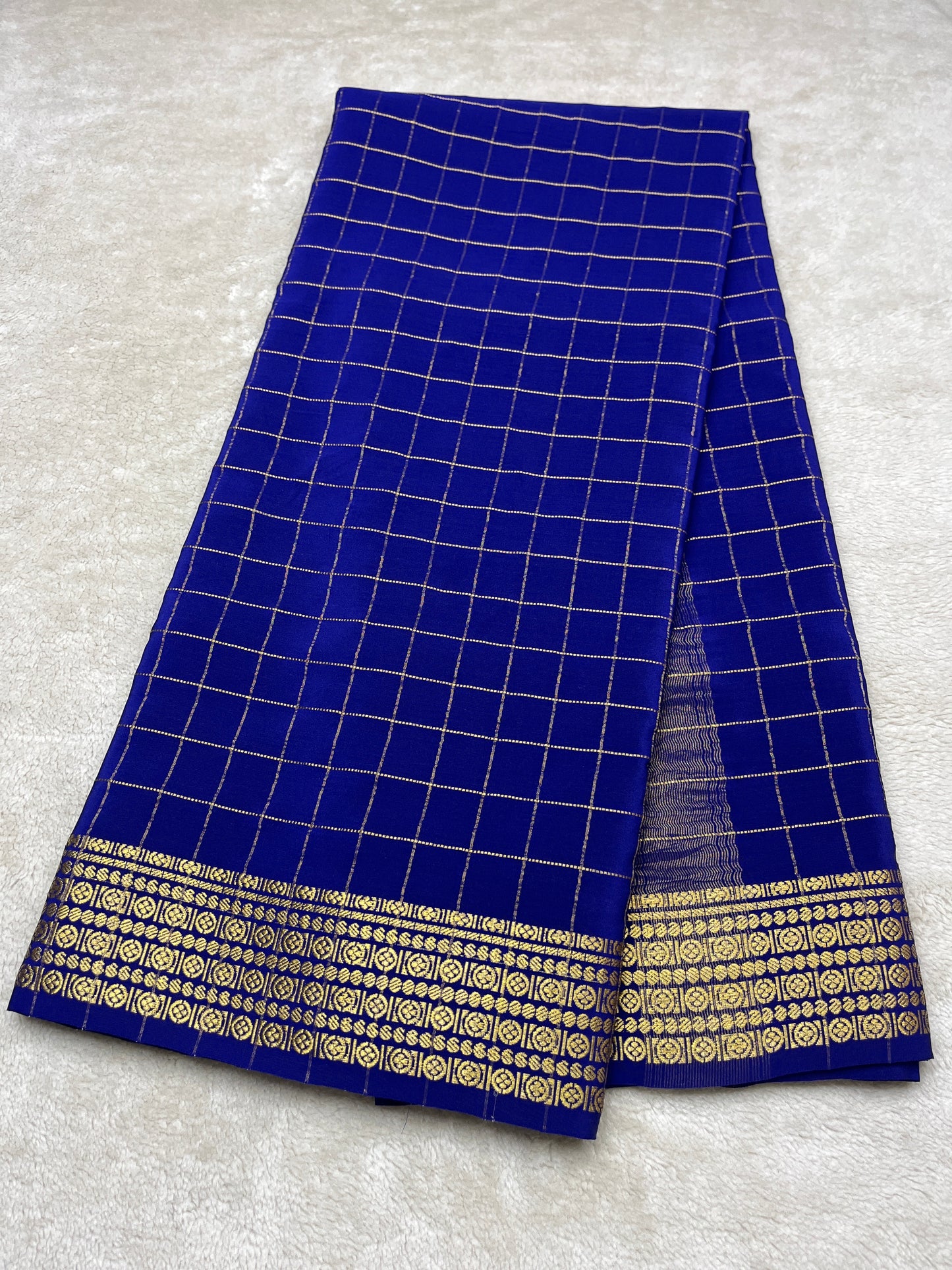 Pure Mysore silk checks Rudraksha (1438364)