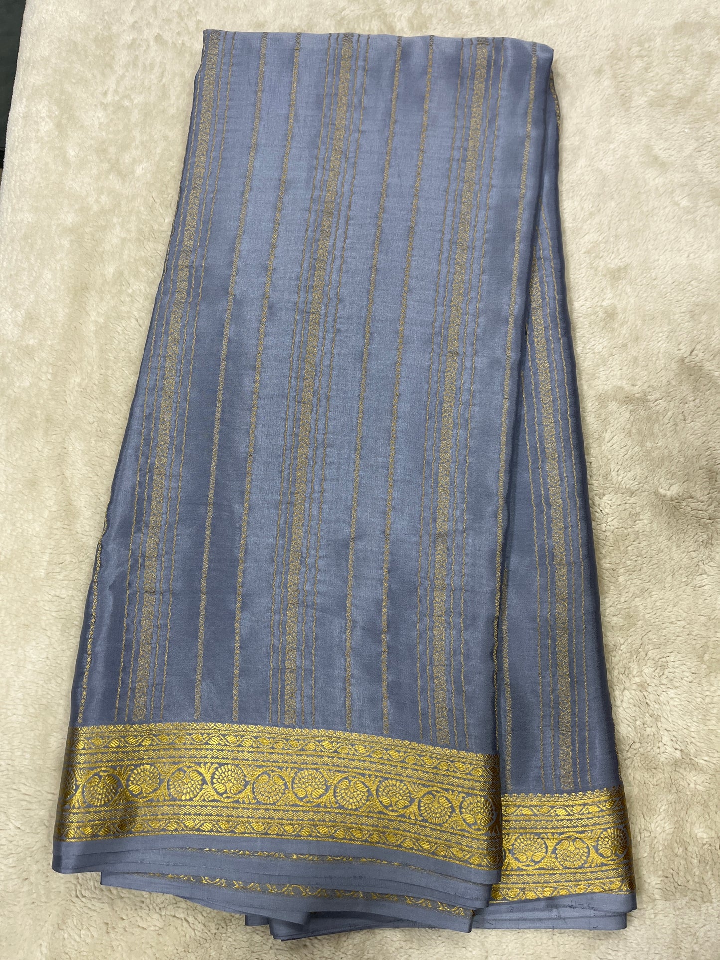 Pure Crepe Mysore Silk Dt strips - 1145306