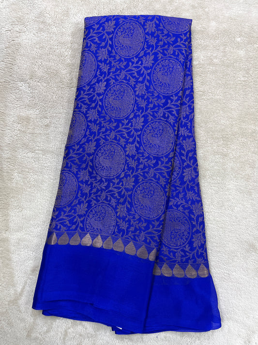 Pure crepe Royal Blue Mysore silk 1111802(80GSM)